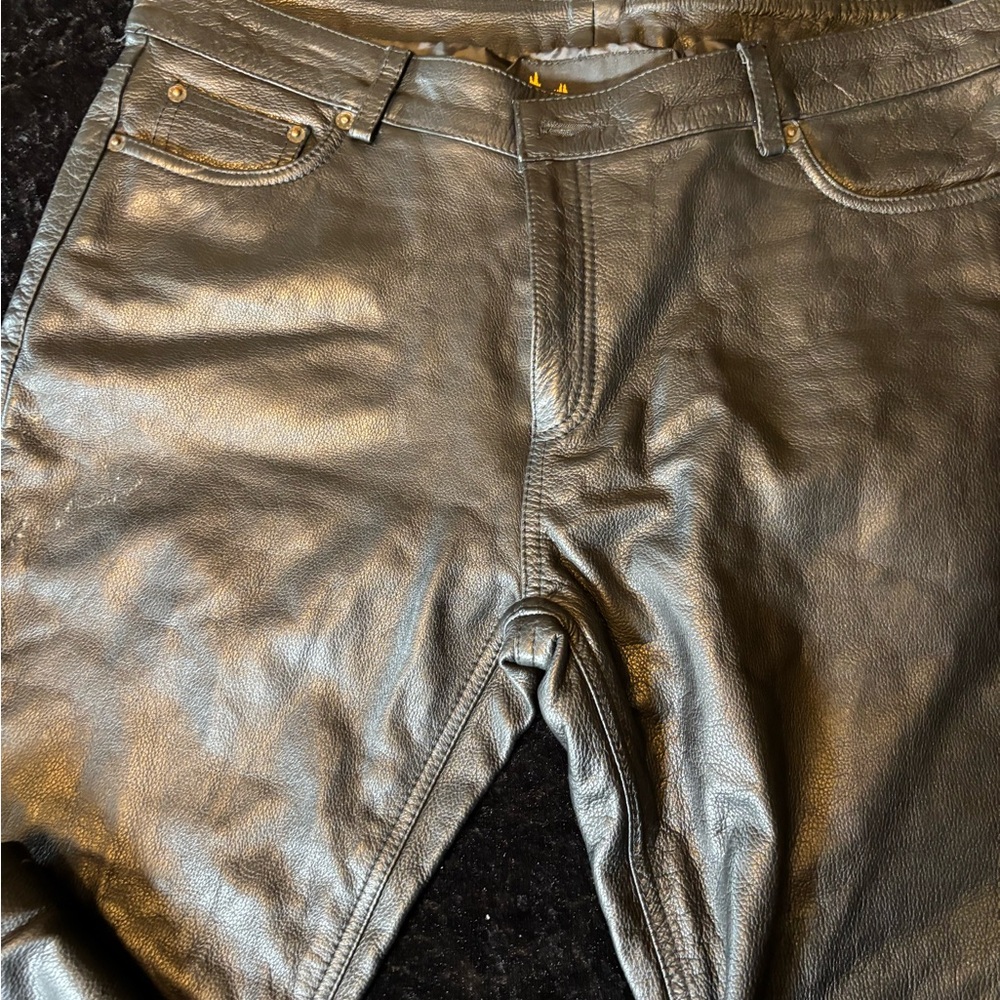 Men's Black Leather Motorcycle Pants